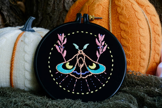 Moonlit Moth Anti-Doomscolling Embroidery Kit